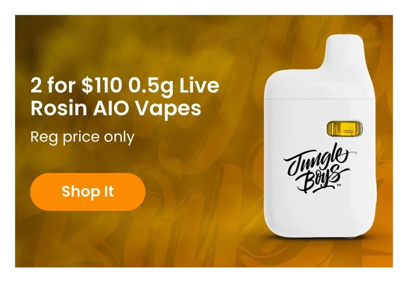 Jungle Boys: 2 for $110 0.5g Live Rosin AIO Vapes, oferta de vapeadores en Florida