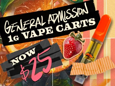 Sunburn: General Admission 1g Vape Carts Now $25
