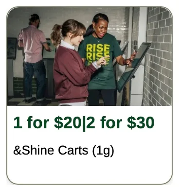 Rise: 1 for $20 | 2 for $30 &Shine Carts (1g), vapes deal in Florida