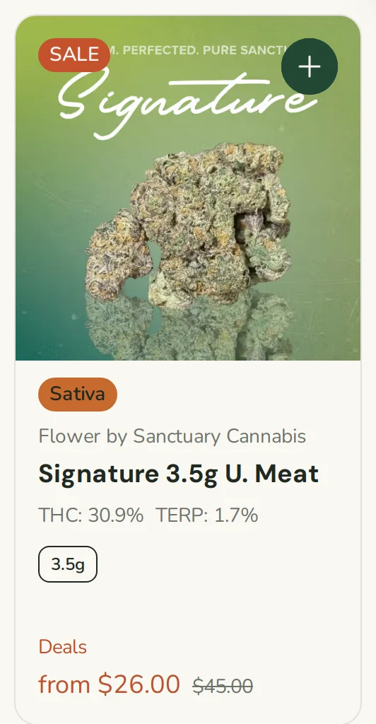 Sanctuary Cannabis: Signature 3.5g U. Meat from $26.00