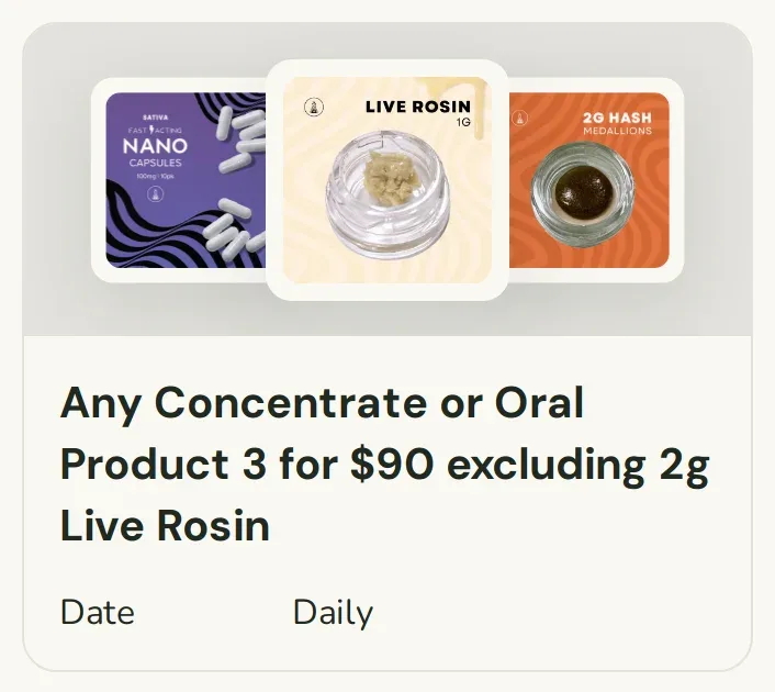Sanctuary Cannabis: Any Concentrate or Oral Product 3 for $90 excluding 2g Live Rosin, concentrates deal in Florida