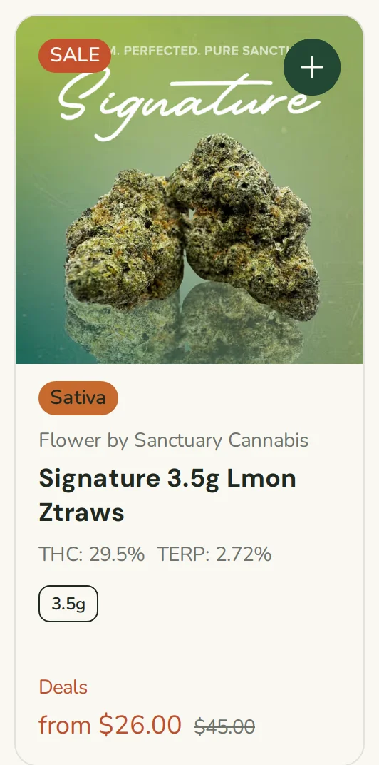 Sanctuary Cannabis: Signature 3.5g Lmon Ztraws