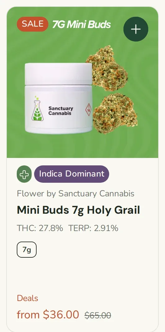 Sanctuary Cannabis: 7G Mini Buds Holy Grail, flower deal in Florida