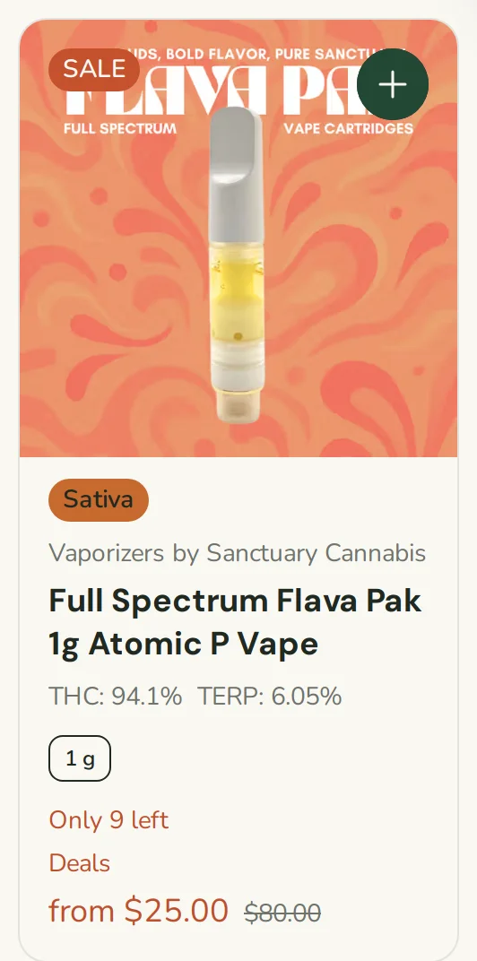 Sanctuary Cannabis: Full Spectrum Flava Pak 1g Atomic P Vape