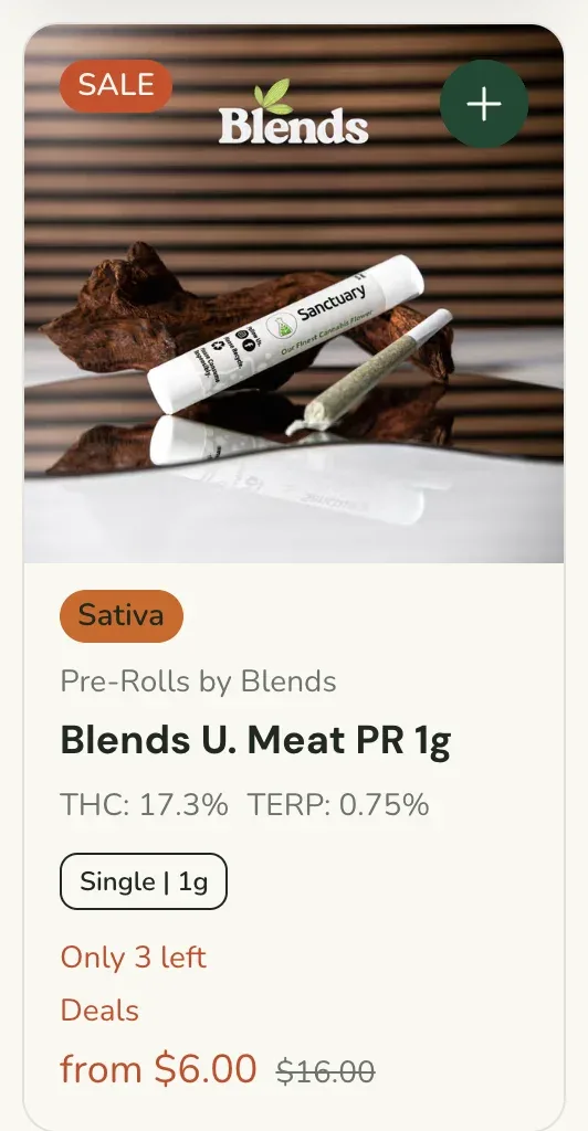Sanctuary Cannabis: Blends U. Meat PR 1g, pre rolls deal in Florida