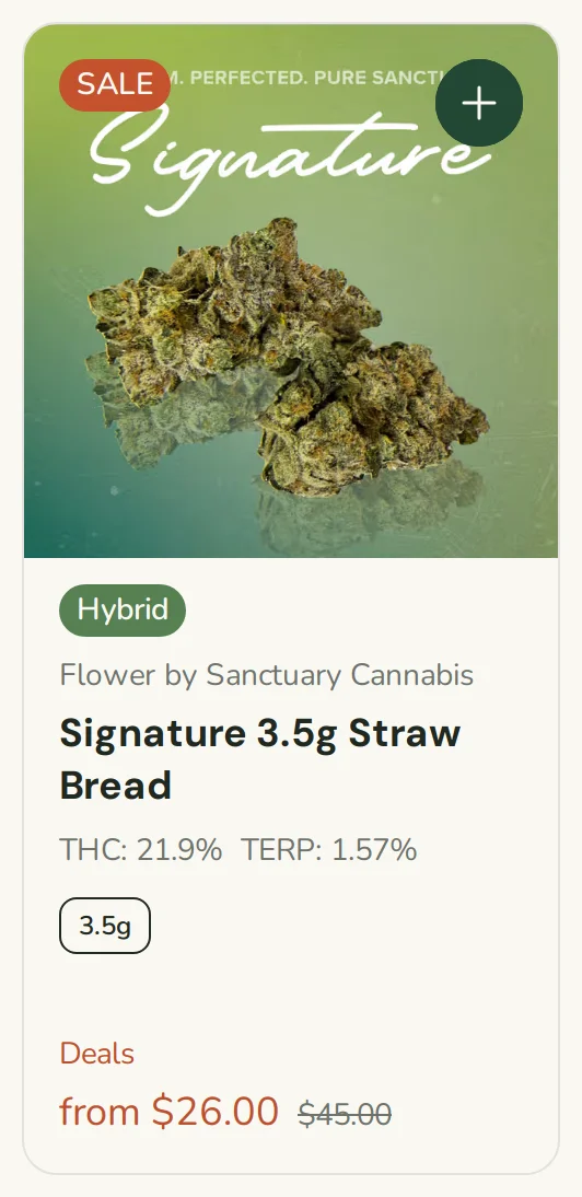 Sanctuary Cannabis: Signature 3.5g Straw Bread Hybrid Flower on Sale