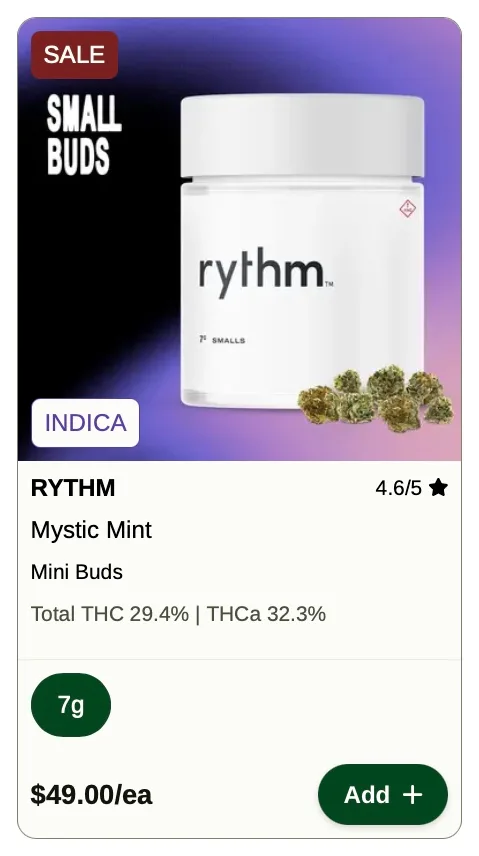 Rise: SALE - RYTHM Small Buds Mystic Mint, flower deal in Florida